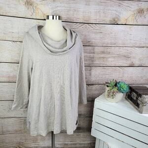 Lands End Cowl Neck Sweatshirt Top Tan‎ Size 1X